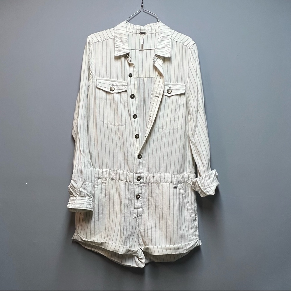 Free People White Striped Romper